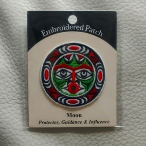 2.5" Embroidered Patch 'Moon' Indigenous Design by Joe Wilson